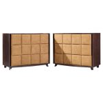 Gilbert Rohde for Herman Miller Model 4140 Mid Century Upholstered Chest Dresser - Pair