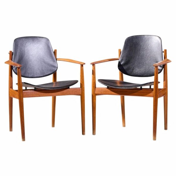 Arne Vodder for France and Son Fd-184 Mid Century Danish Teak Dining Chairs - Pair