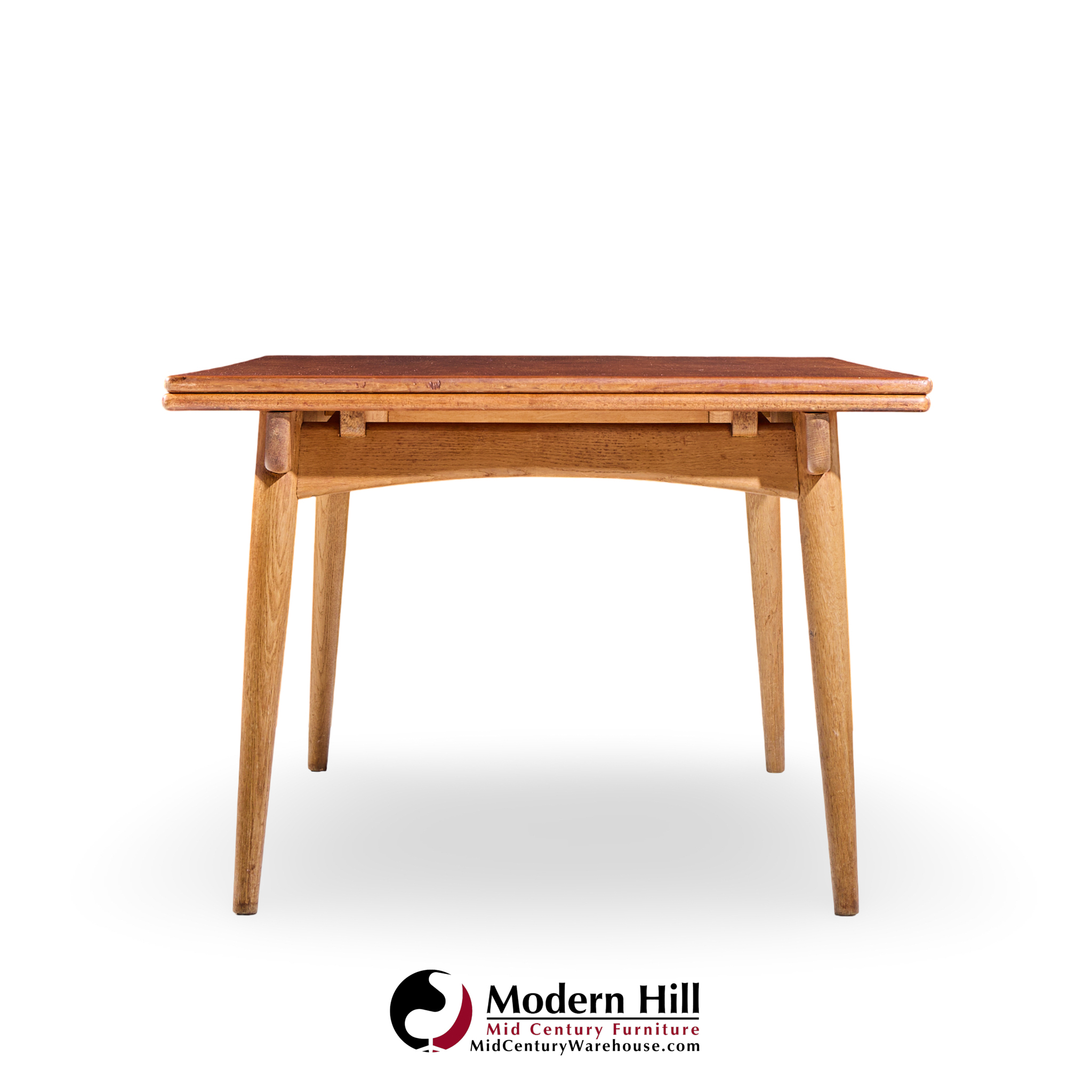 Hans J. Wegner for Andreas Tuck At-312 Mid Century Danish Teak and Oak Hidden Leaf Dining Table