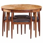 Hans Olsen for Frem Rojle Mid Century Expanding Teak Dining Table with 4 Nesting Chairs