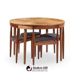 Hans Olsen for Frem Rojle Mid Century Expanding Teak Dining Table with 4 Nesting Chairs