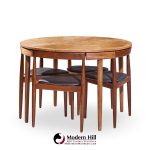 Hans Olsen for Frem Rojle Mid Century Expanding Teak Dining Table with 4 Nesting Chairs