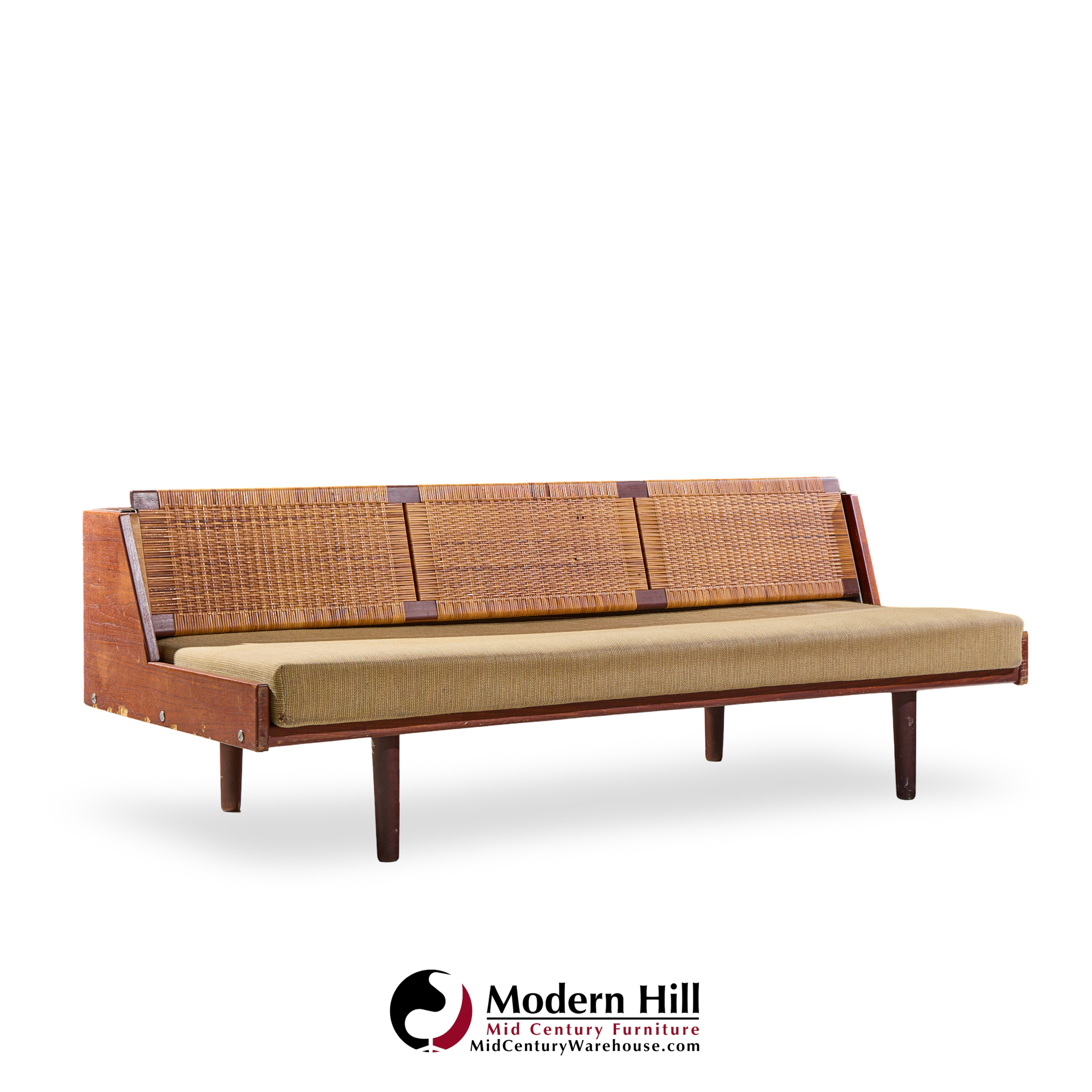 hans wegner for getama ge6 mid century danish teak and cane daybed sofa