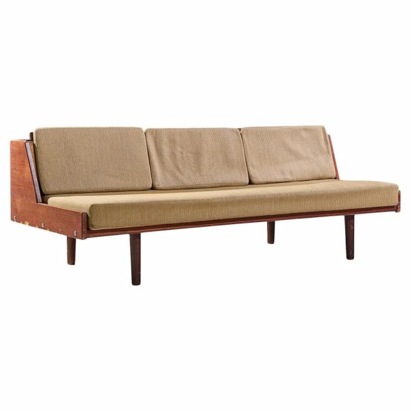 Hans Wegner for Getama Ge6 Mid Century Danish Teak and Cane Daybed Sofa