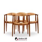 hans wegner for johannes hansen jh 501 mid century cane and teak dining chairs - set of 4
