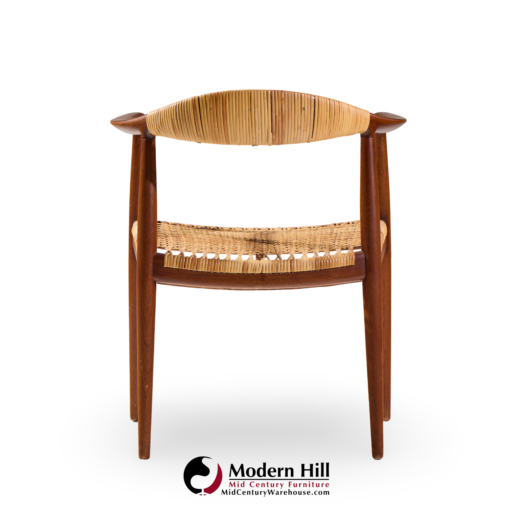 hans wegner for johannes hansen jh 501 mid century cane and teak dining chairs - set of 4