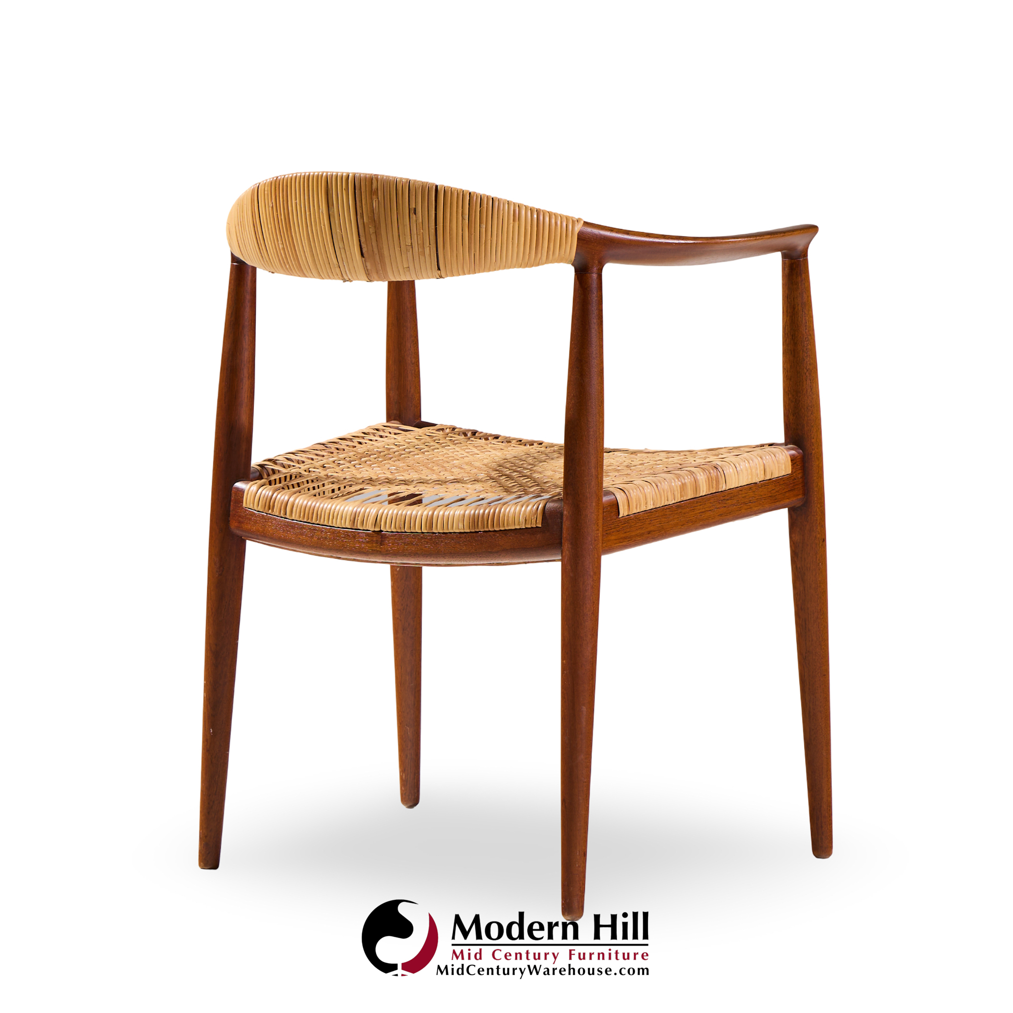 hans wegner for johannes hansen jh 501 mid century cane and teak dining chairs - set of 4