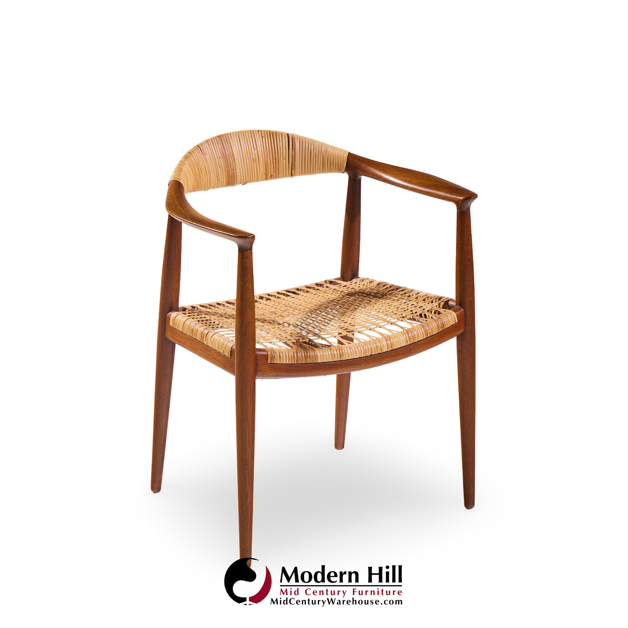 hans wegner for johannes hansen jh 501 mid century cane and teak dining chairs - set of 4