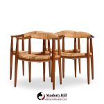 hans wegner for johannes hansen jh 501 mid century cane and teak dining chairs - set of 4