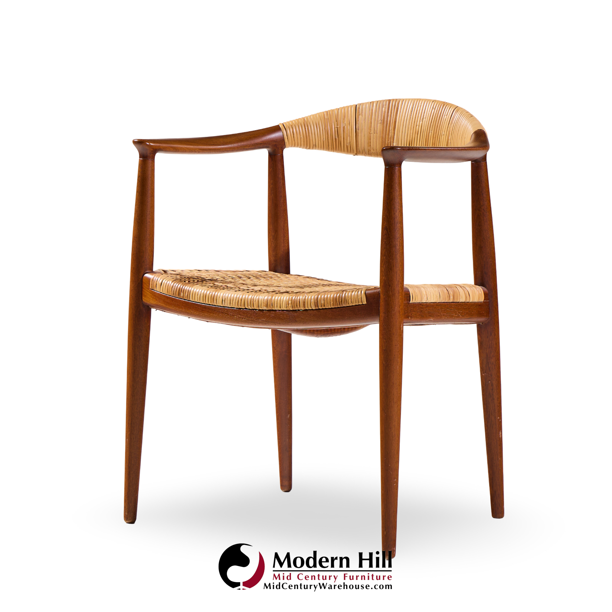 hans wegner for johannes hansen jh 501 mid century cane and teak dining chairs - set of 4