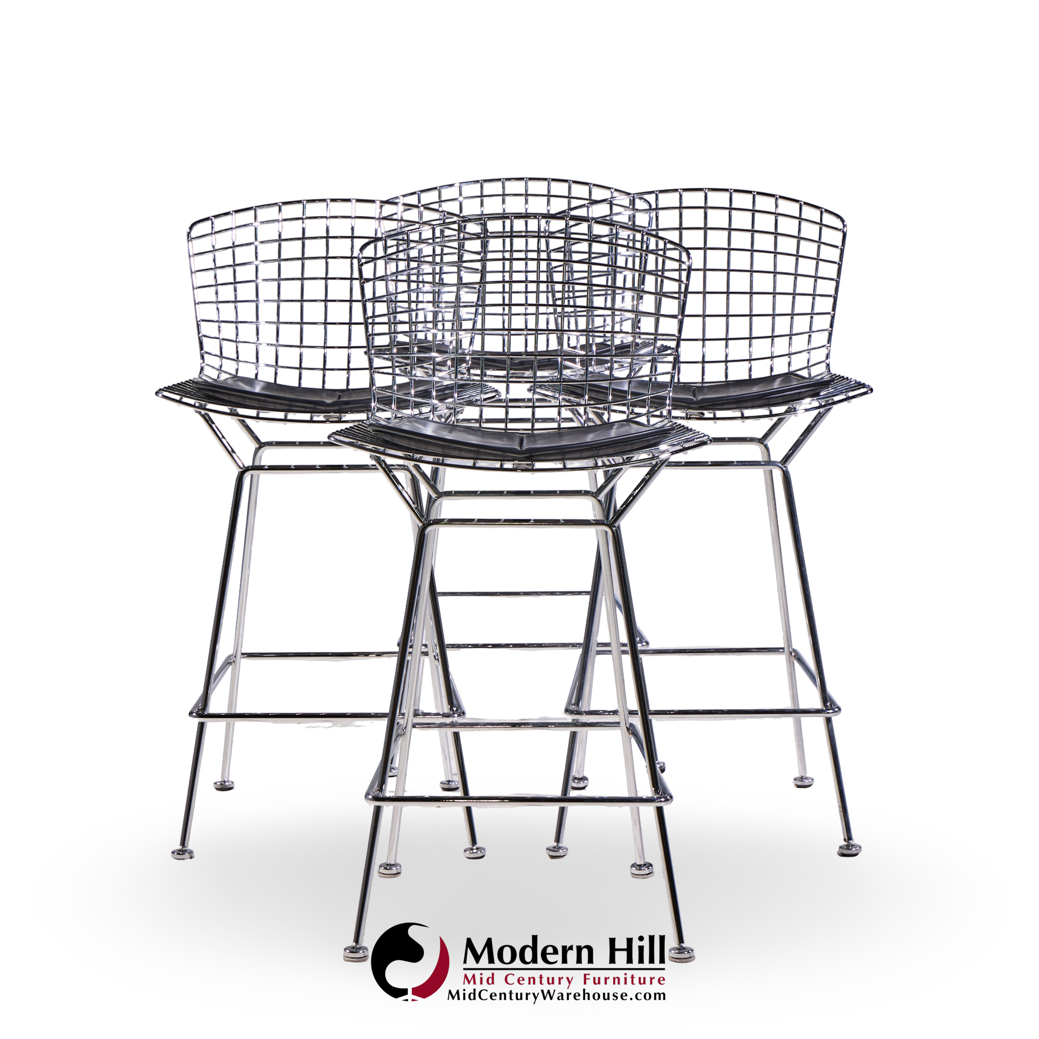 Harry Bertoia for Knoll Mid Century Chrome Counter Stools - Set of 4