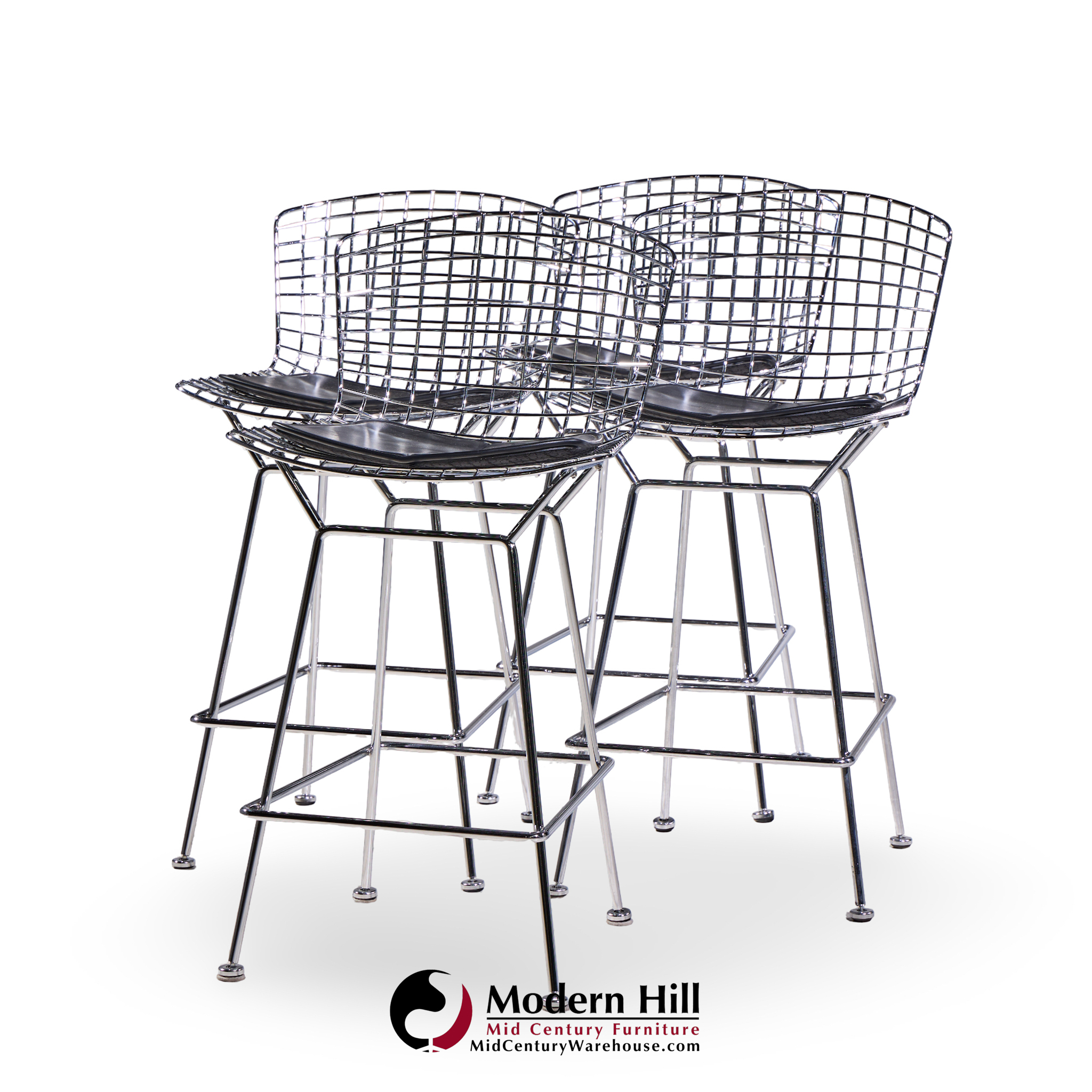 Harry Bertoia for Knoll Mid Century Chrome Counter Stools - Set of 4