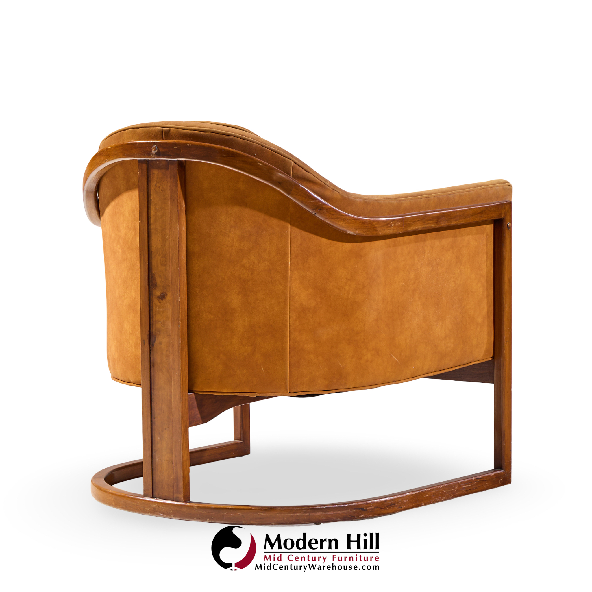 harvey probber mid century walnut barrel lounge chairs - pair