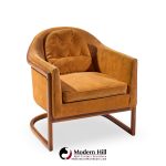 harvey probber mid century walnut barrel lounge chairs - pair