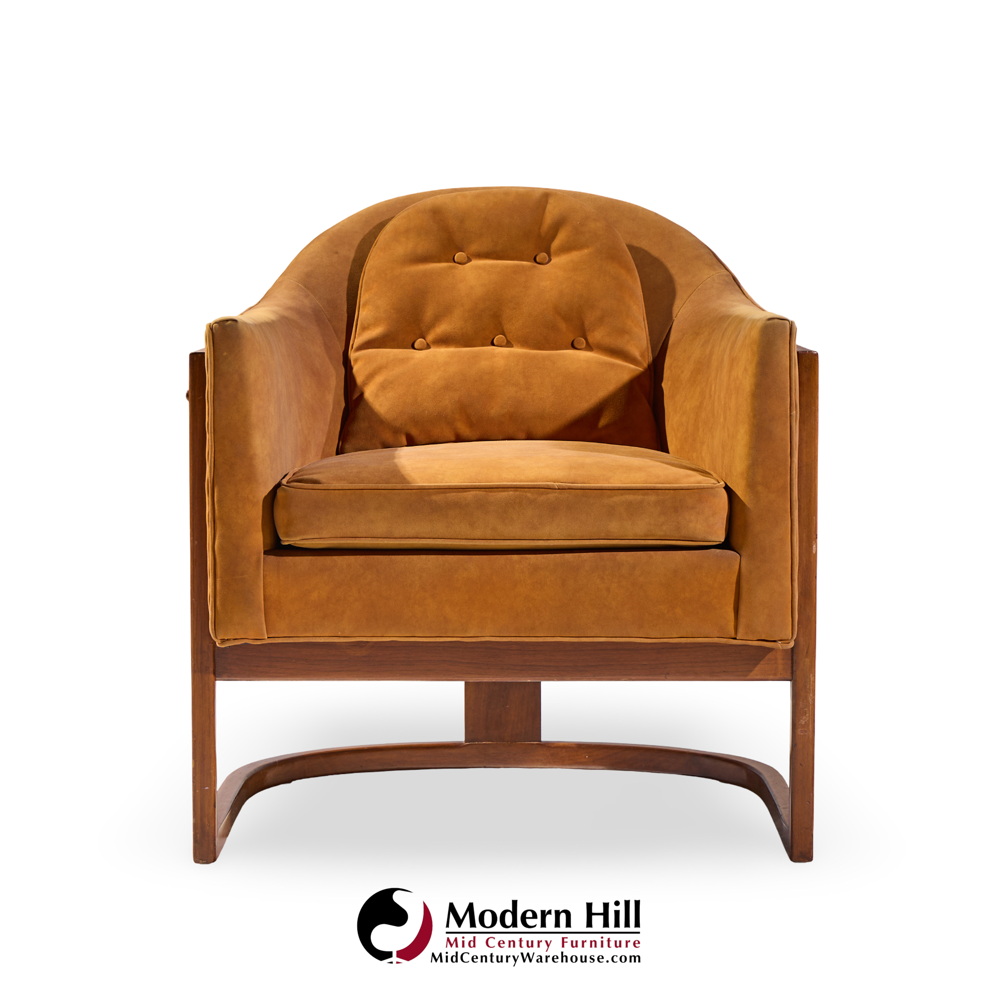 harvey probber mid century walnut barrel lounge chairs - pair