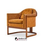 harvey probber mid century walnut barrel lounge chairs - pair