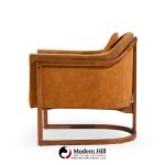 harvey probber mid century walnut barrel lounge chairs - pair