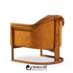 harvey probber mid century walnut barrel lounge chairs - pair