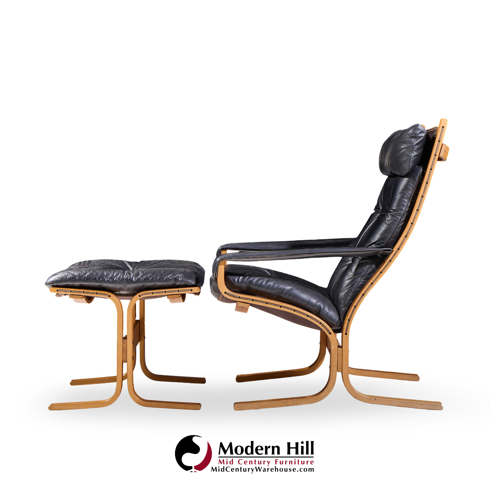 ingmar relling for ekornes siesta mid century leather lounge chair with ottoman