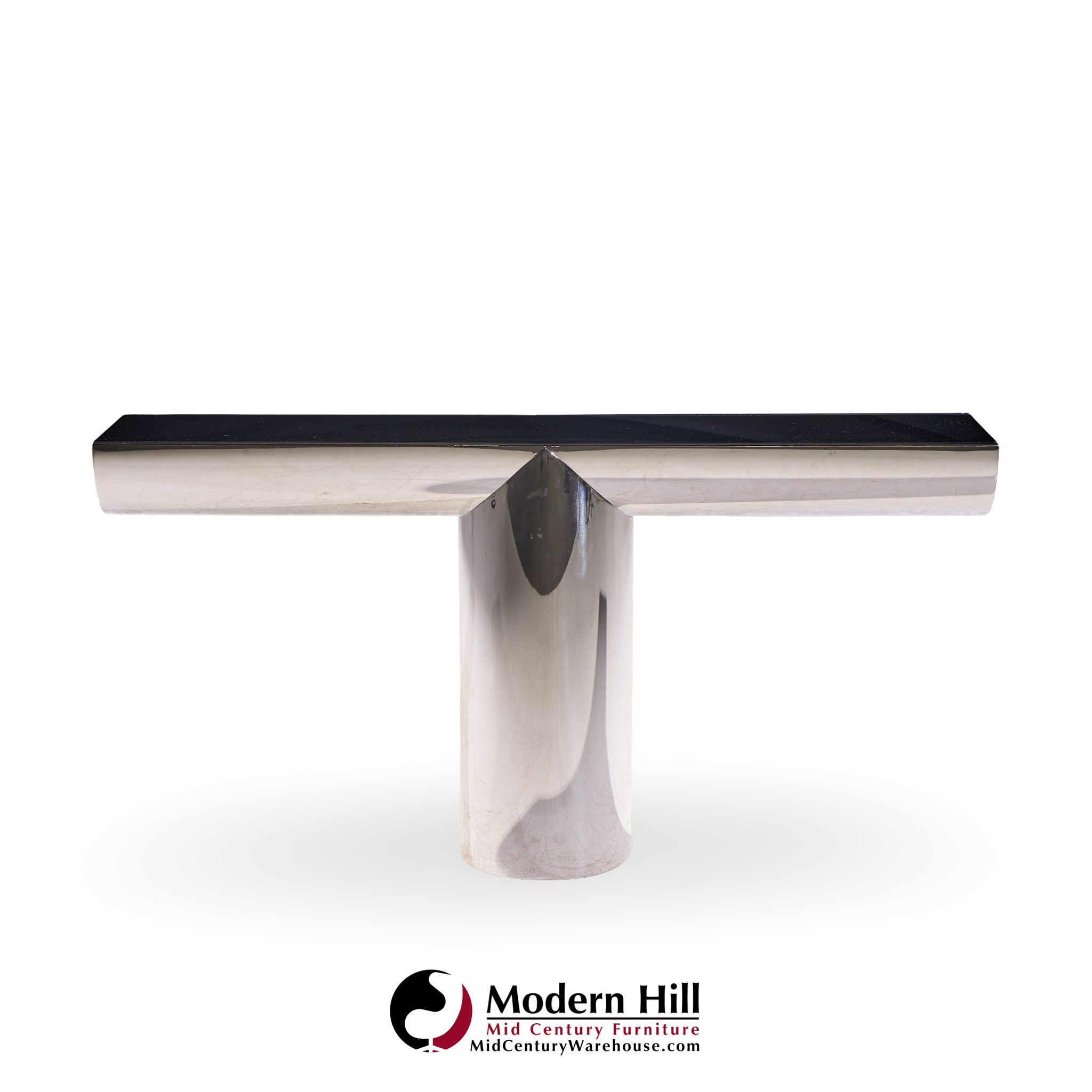 J. Wade Beam for Brueton Mid Century Stainless Steel Tee Console Table