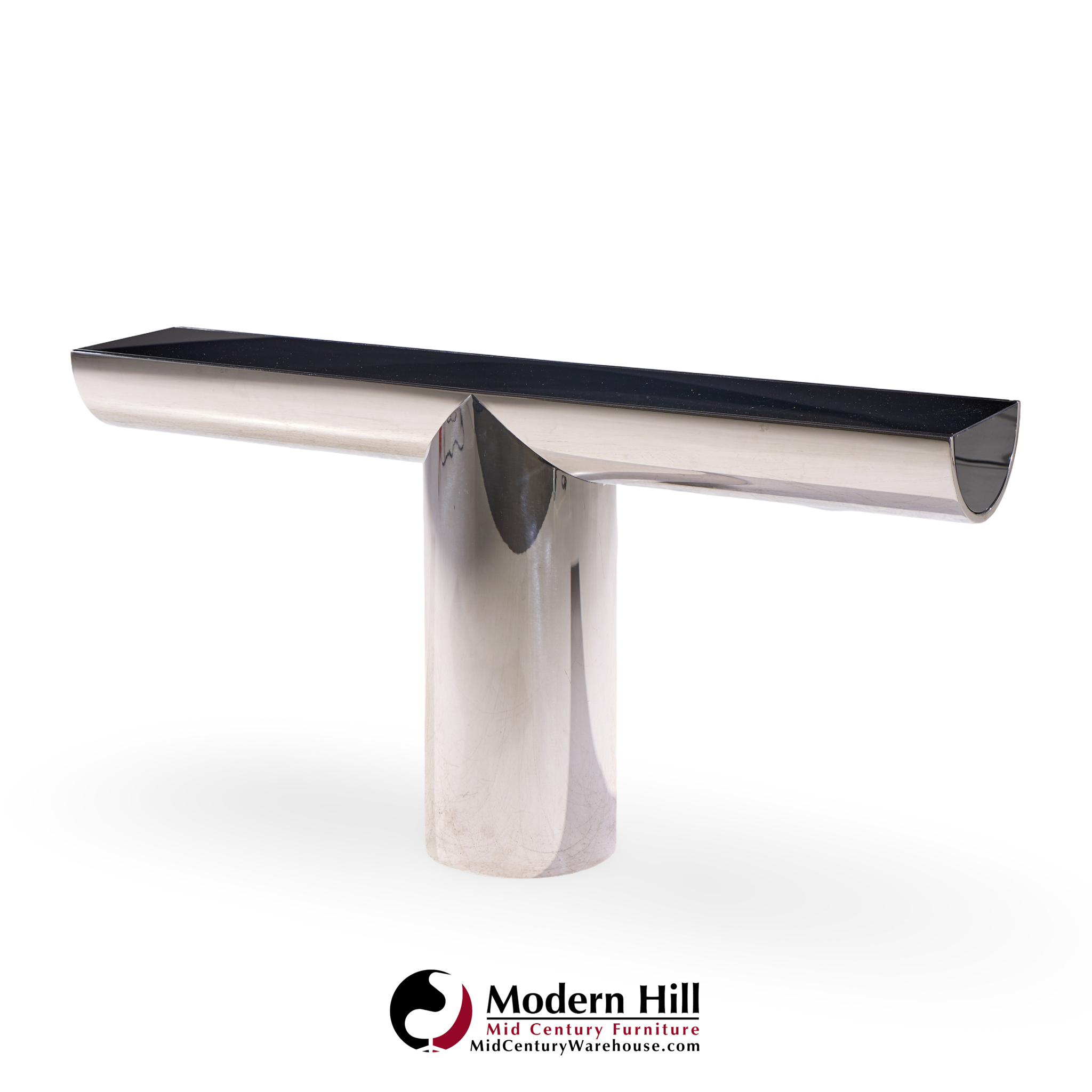 J. Wade Beam for Brueton Mid Century Stainless Steel Tee Console Table