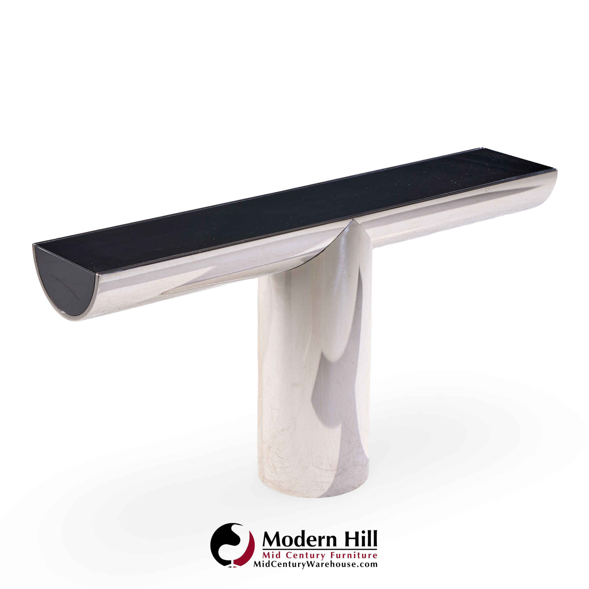 J. Wade Beam for Brueton Mid Century Stainless Steel Tee Console Table