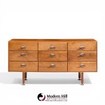 Jens Risom Mid Century Walnut 9-drawer Dresser Credenza