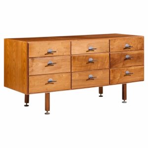 jens risom mid century walnut 9-drawer dresser credenza