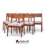 Jens Risom Mid Century Walnut Dining Chairs - Set of 6