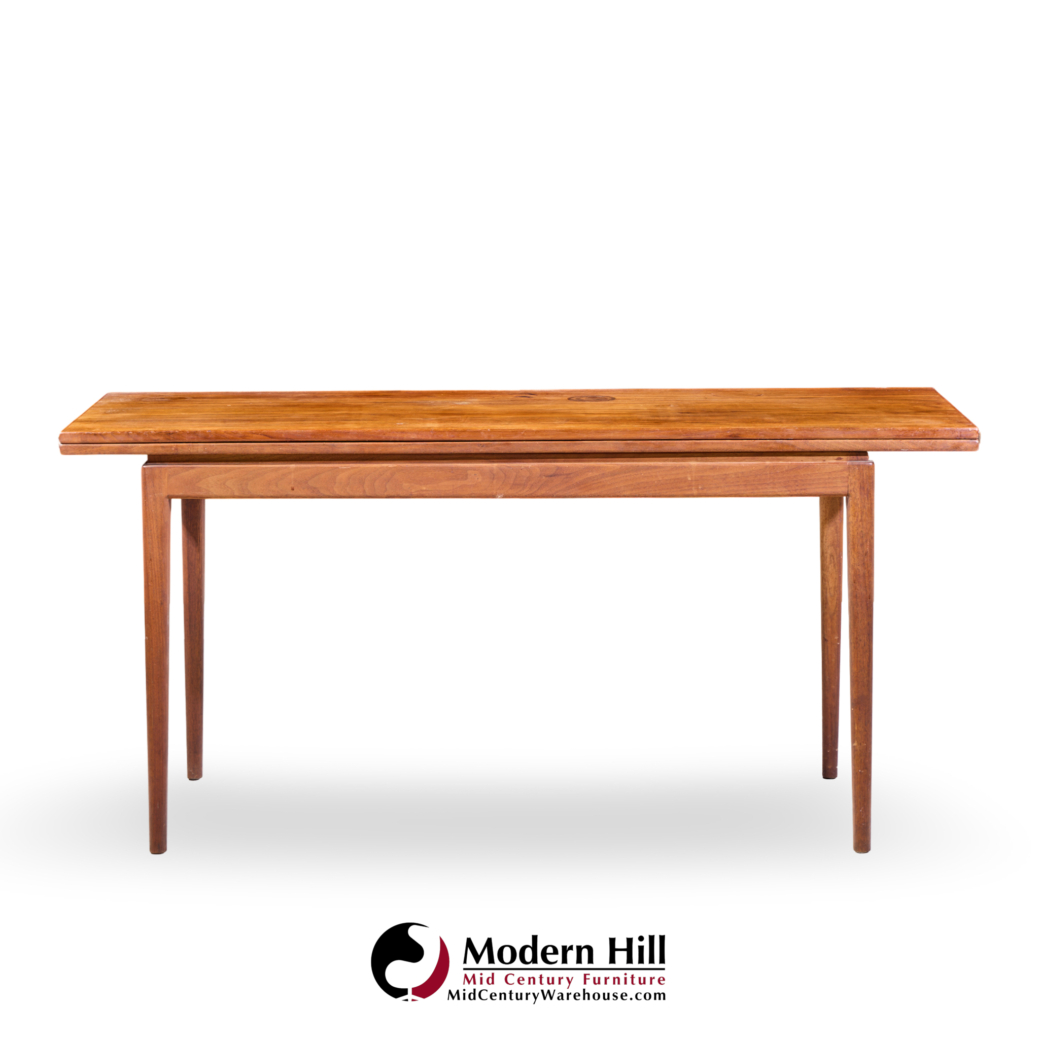 Jens Risom Mid Century Walnut Flip Top Console Dining Table