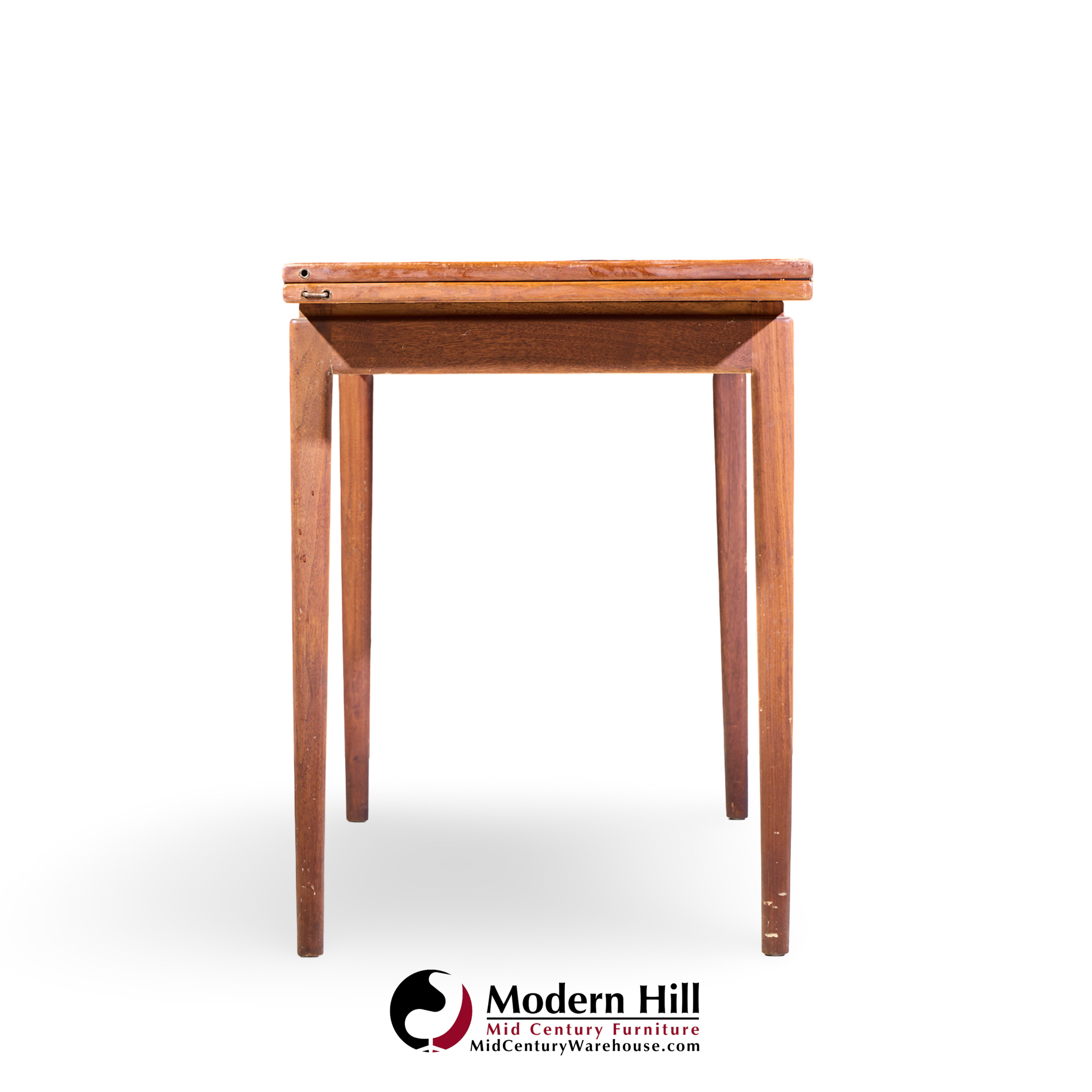 Jens Risom Mid Century Walnut Flip Top Console Dining Table