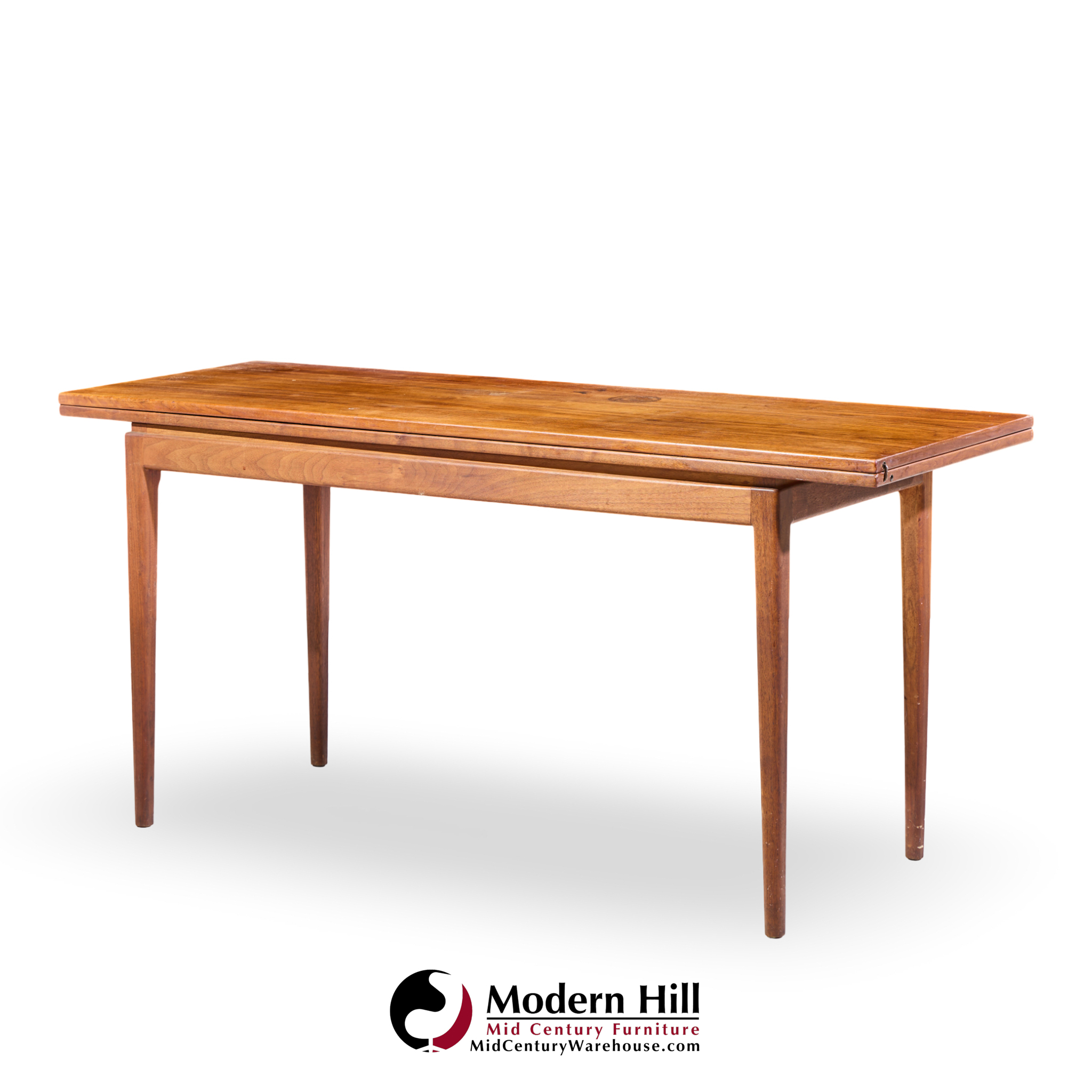 Jens Risom Mid Century Walnut Flip Top Console Dining Table