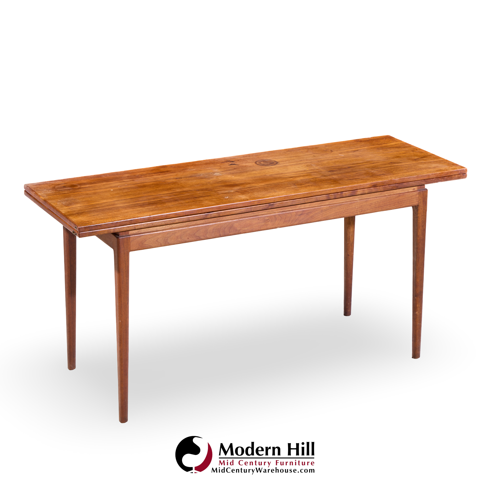 Jens Risom Mid Century Walnut Flip Top Console Dining Table