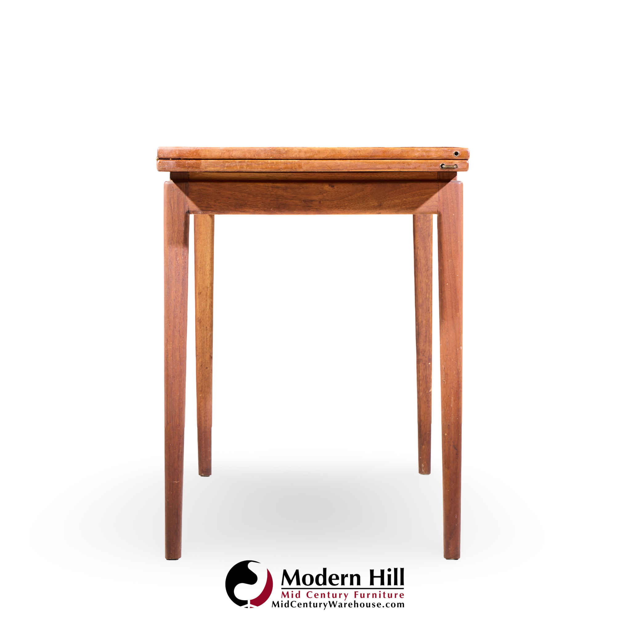 Jens Risom Mid Century Walnut Flip Top Console Dining Table