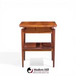 Jens Risom Mid Century Walnut Floating Side End Tables - Pair