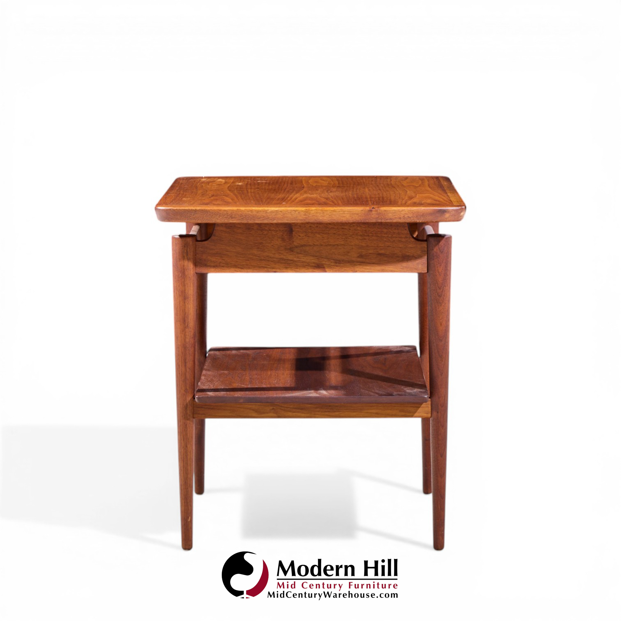 Jens Risom Mid Century Walnut Floating Side End Tables - Pair