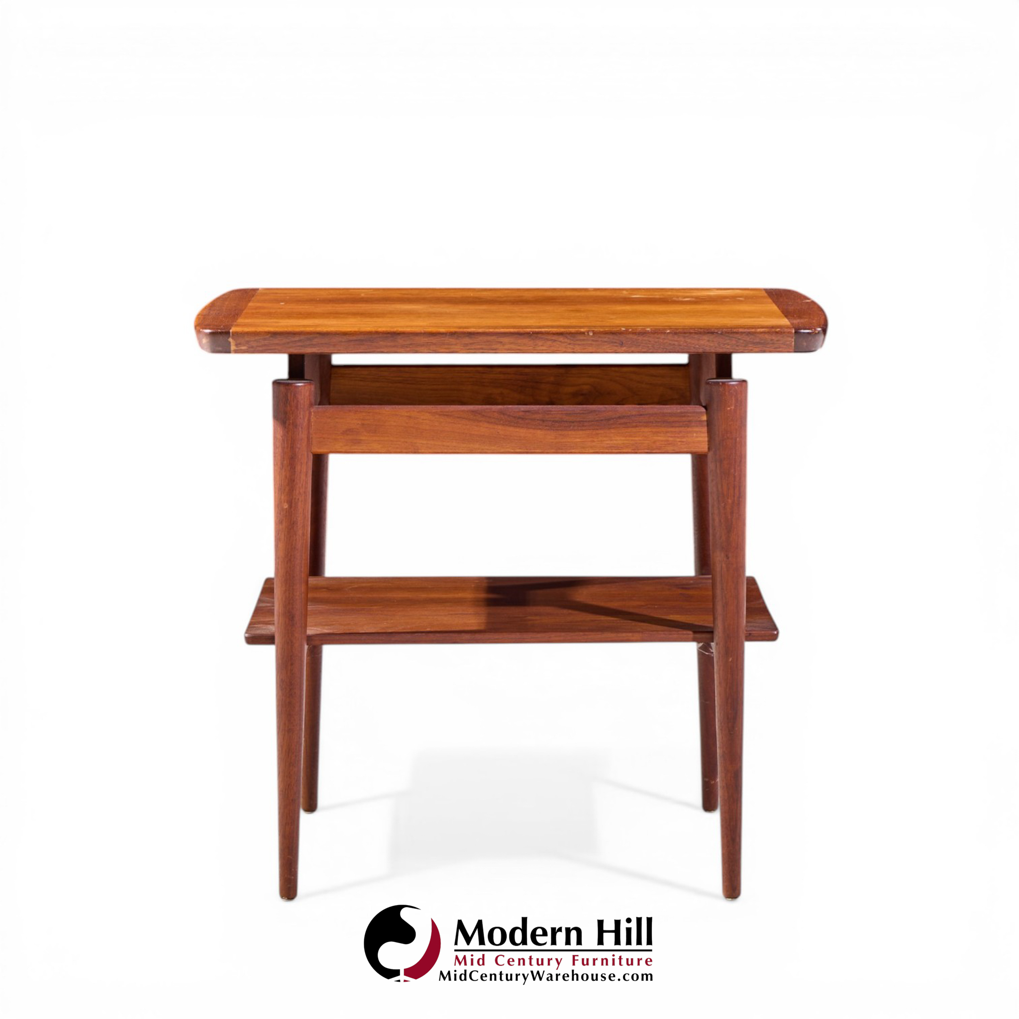 Jens Risom Mid Century Walnut Floating Side End Tables - Pair