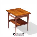 Jens Risom Mid Century Walnut Floating Side End Tables - Pair