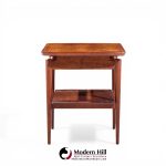 Jens Risom Mid Century Walnut Floating Side End Tables - Pair