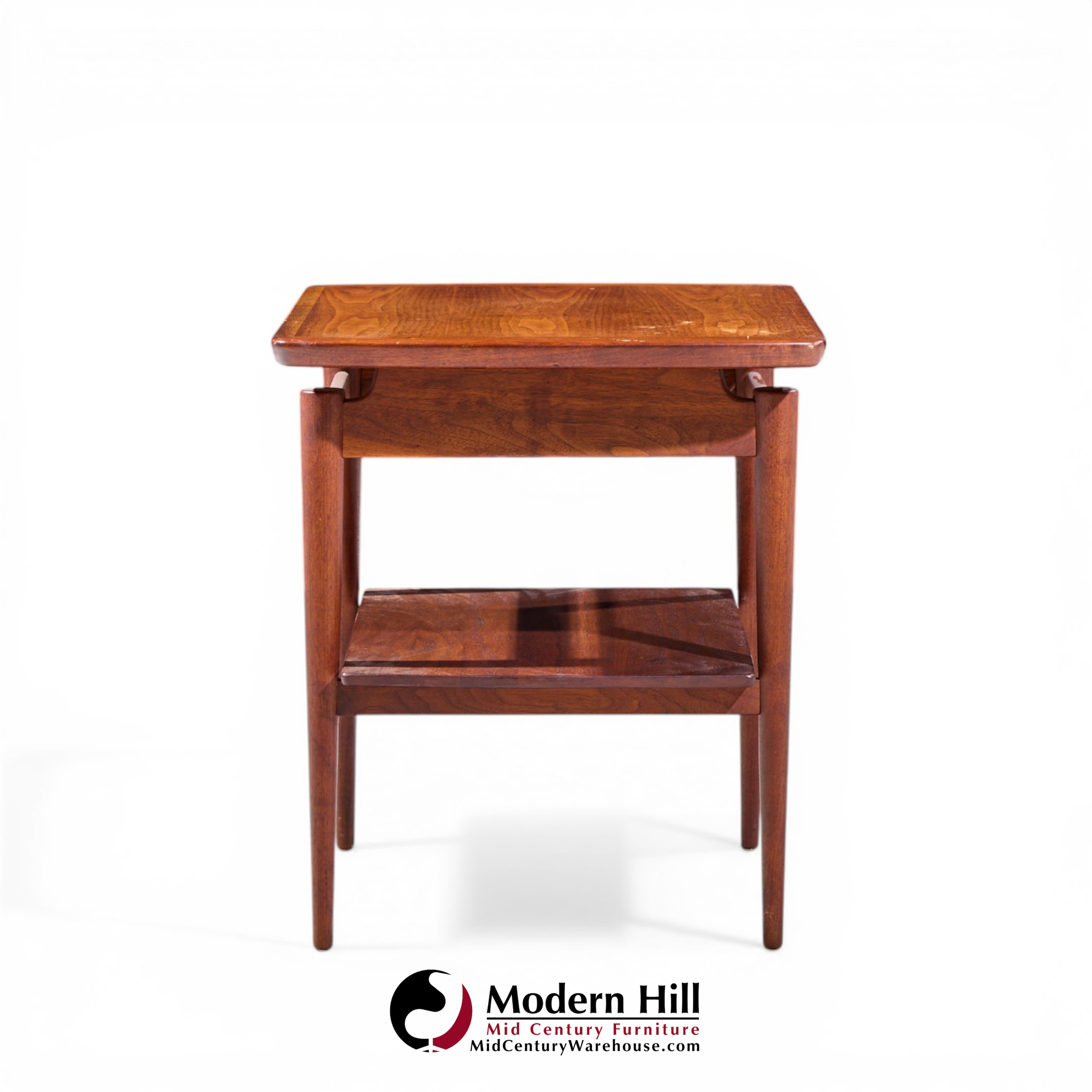 Jens Risom Mid Century Walnut Floating Side End Tables - Pair