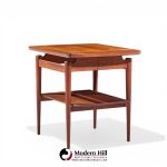 Jens Risom Mid Century Walnut Floating Side End Tables - Pair