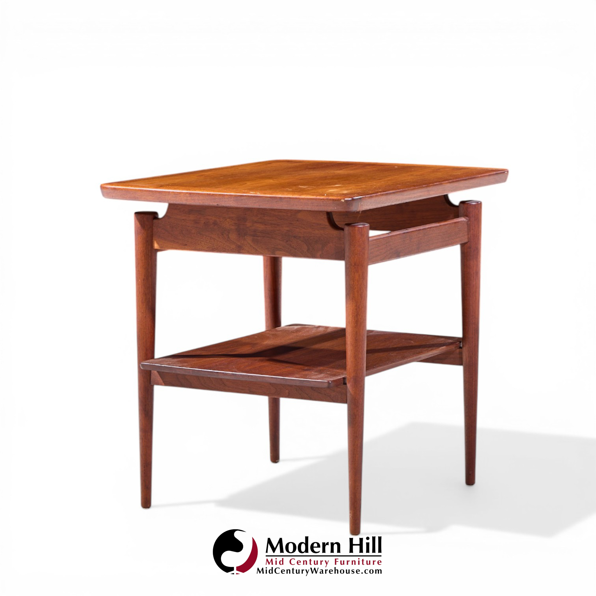 Jens Risom Mid Century Walnut Floating Side End Tables - Pair