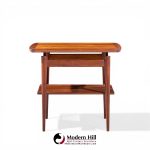 Jens Risom Mid Century Walnut Floating Side End Tables - Pair