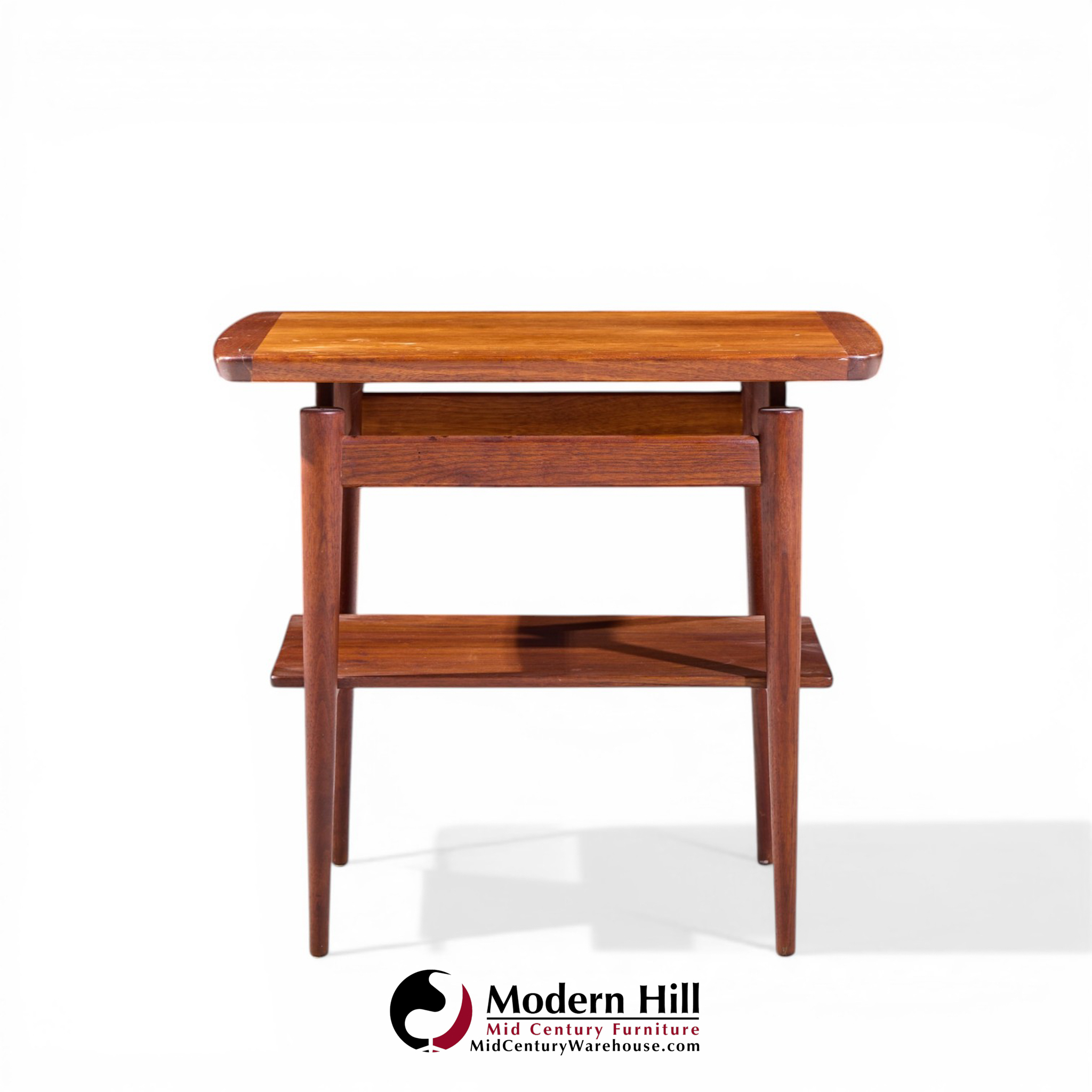 Jens Risom Mid Century Walnut Floating Side End Tables - Pair