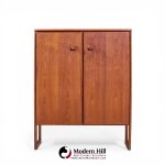 Jens Risom Mid Century Walnut Sled Leg Armoire Cabinet