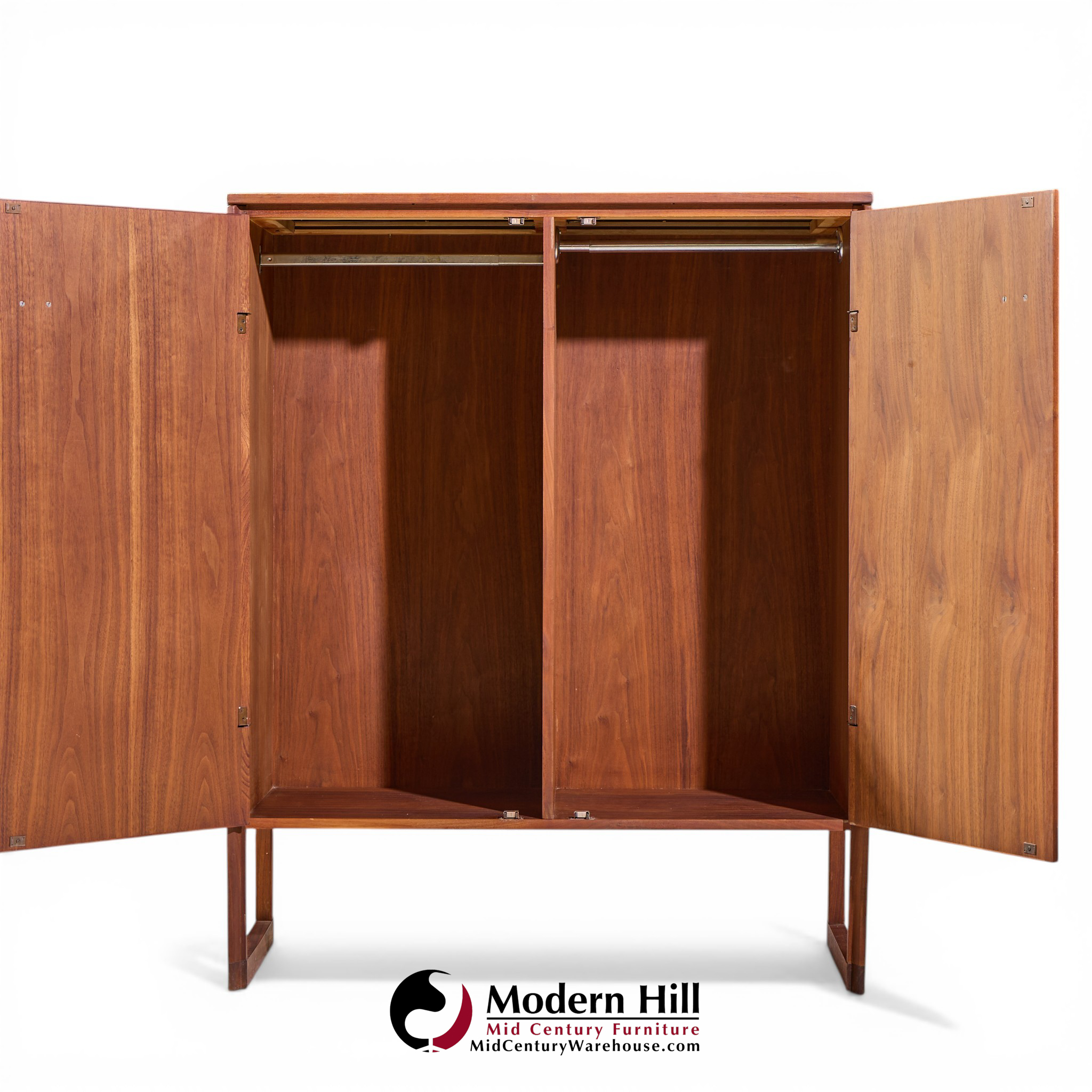 Jens Risom Mid Century Walnut Sled Leg Armoire Cabinet