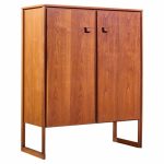 Jens Risom Mid Century Walnut Sled Leg Armoire Cabinet