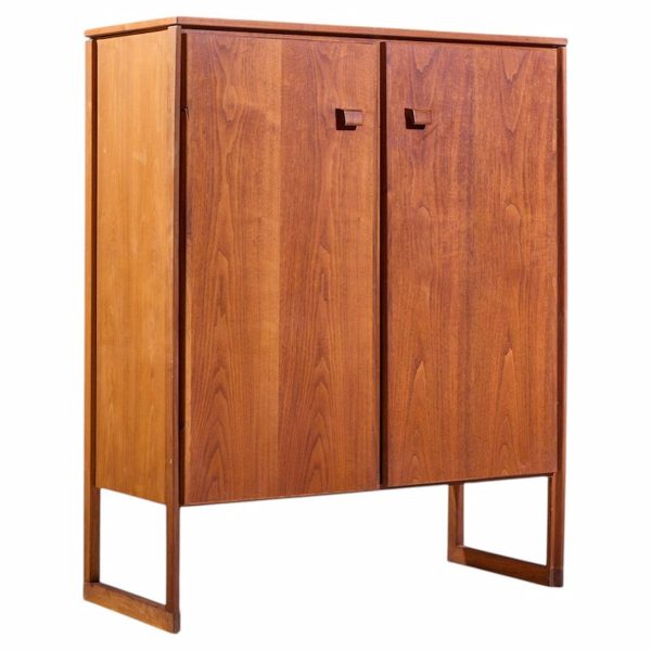 Jens Risom Mid Century Walnut Sled Leg Armoire Cabinet
