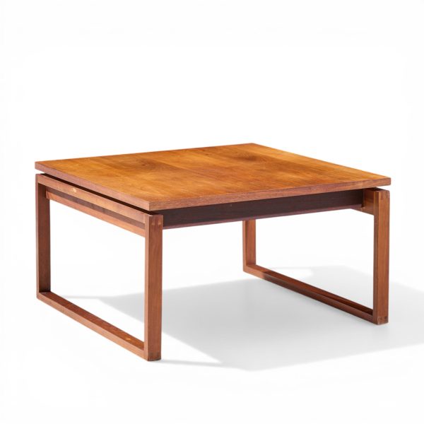 Jens Risom Mid Century Walnut Sled Leg Coffee Table