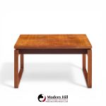 Jens Risom Mid Century Walnut Sled Leg Coffee Table